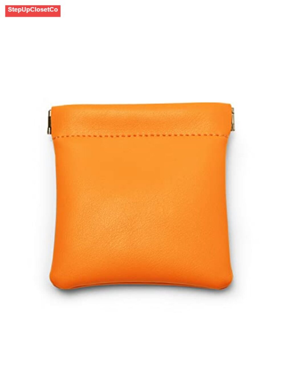 Orange PU Leather Jewelry Pouch Travel Small Storage Bag Snap Closure
